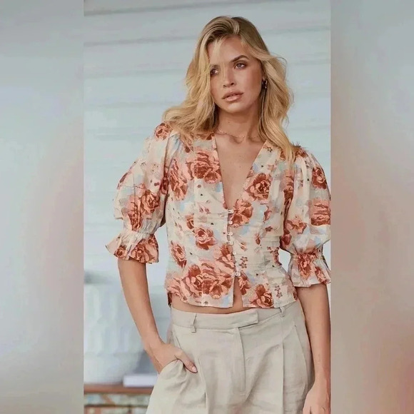Free People Found You Printed Top ~ Size XS! Absolutely gorgeous top! - Picture 1 of 13